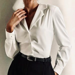 White Lichi blouse, new, never worn size S